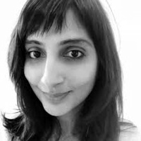 A black and white picture of Dr Shaira Vadasaria