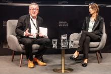 Allan Little and Elif Shafak at the Book Festival 2019