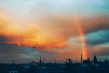 Image by Shivani Shenoy: rainbow over Edinburgh skyline
