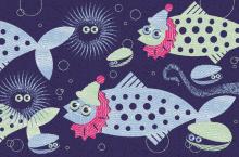 Image from 'The Visitors' by Lewis Hetherington - colourful cartoon sea creatures