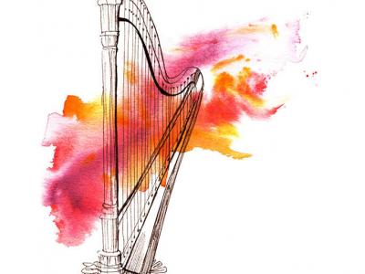 RSE SAHA event logo - a drawing of an Irish harp