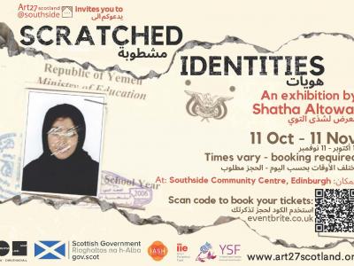 Poster for the exhibition 'Scratched Identities' by Shatha Altowai Scratched Identities by Shatha Altowai