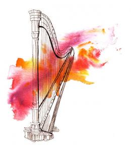 RSE SAHA event logo - a drawing of an Irish harp